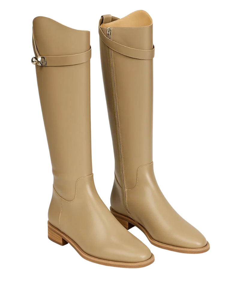 Kimberly Bottes Femme Sous le Genou – Bottes Élégantes à Talon Bas avec Fermeture Zippée Latérale