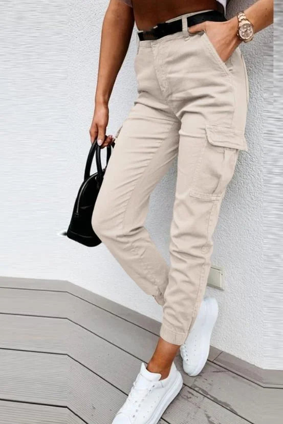 Eirlys Pantalones Cargo de Mujer de Talle Alto – Pantalones Cargo Modernos con Corte Cónico y Bolsillos Funcionales