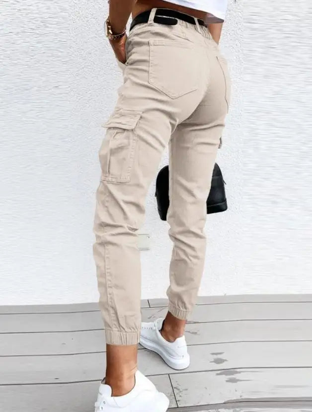 Eirlys Pantalon Cargo Femme Taille Haute – Pantalon Cargo Moderne avec Coupe Fuselée et Poches Fonctionnelles