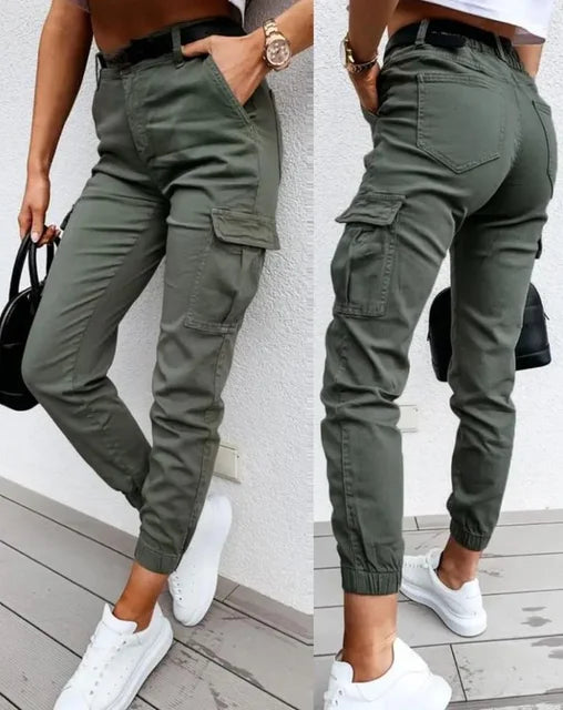 Eirlys Pantalones Cargo de Mujer de Talle Alto – Pantalones Cargo Modernos con Corte Cónico y Bolsillos Funcionales