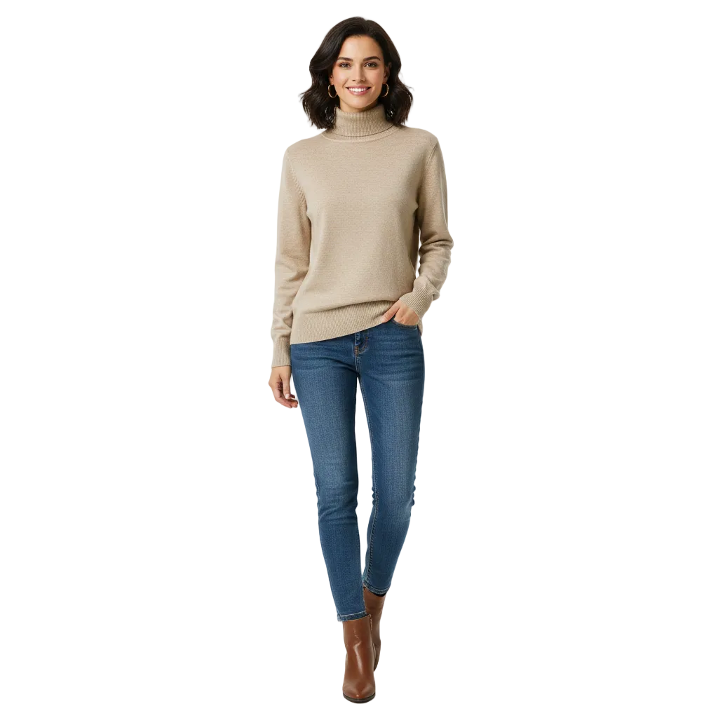 Kimberly Pull Col Roulé Femme – Pull en Cachemire Doux à Coupe Ajustée et Élégante
