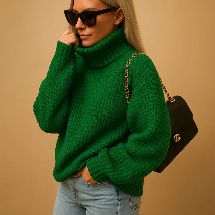 Elisha Pull Col Roulé Femme – Pull en Maille Épaisse Décontracté & Élégant pour l’Hiver