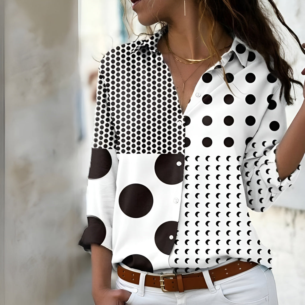 Séréna Blouse Femme – Blouse Fluide à Imprimé Élégant avec Coupe Ample & Tissu Respirant