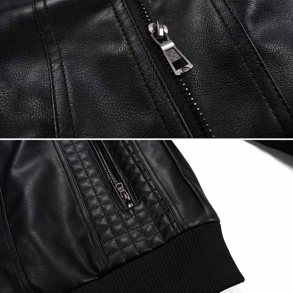 Caspian Veste Homme en Cuir – Blouson Moto Vintage avec Capuche et Fermeture Zippée