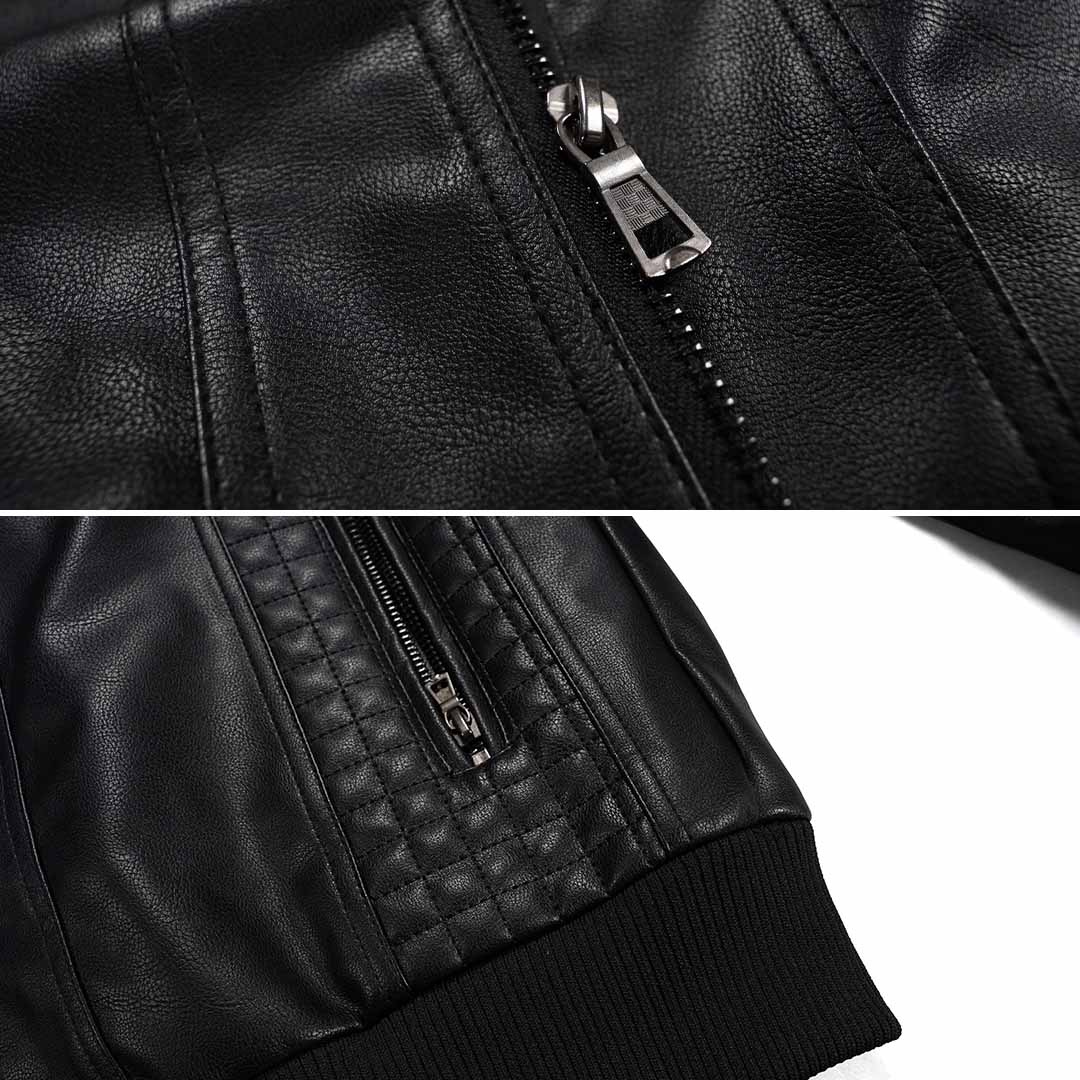 Caspian Veste Homme en Cuir – Blouson Moto Vintage avec Capuche et Fermeture Zippée